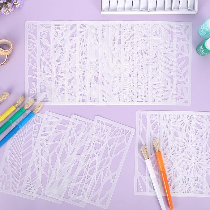18 Pcs Stencils for Painting Mixed Size Texture Stencils Reusable Designs - Image 3