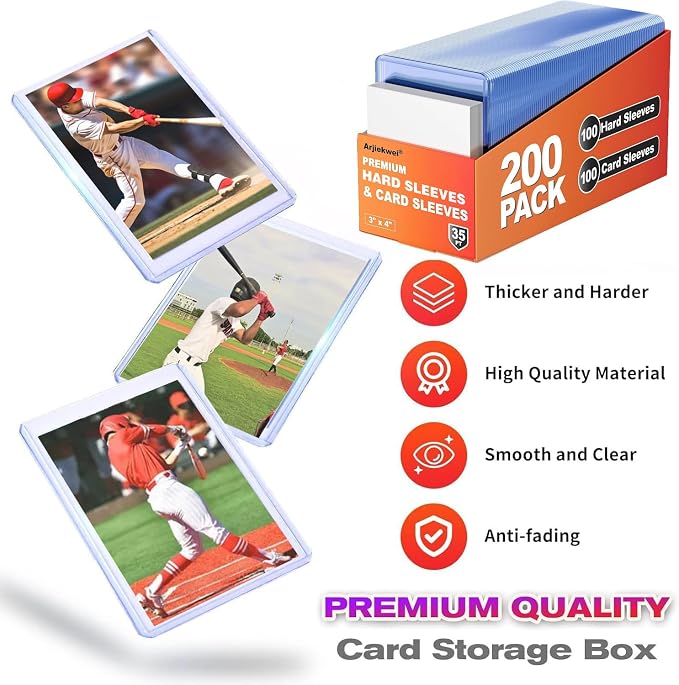 2000 Card Sleeves Hard Plastic, Arjiekwei 3"X 4" Baseball Cards Protectors - Image 2