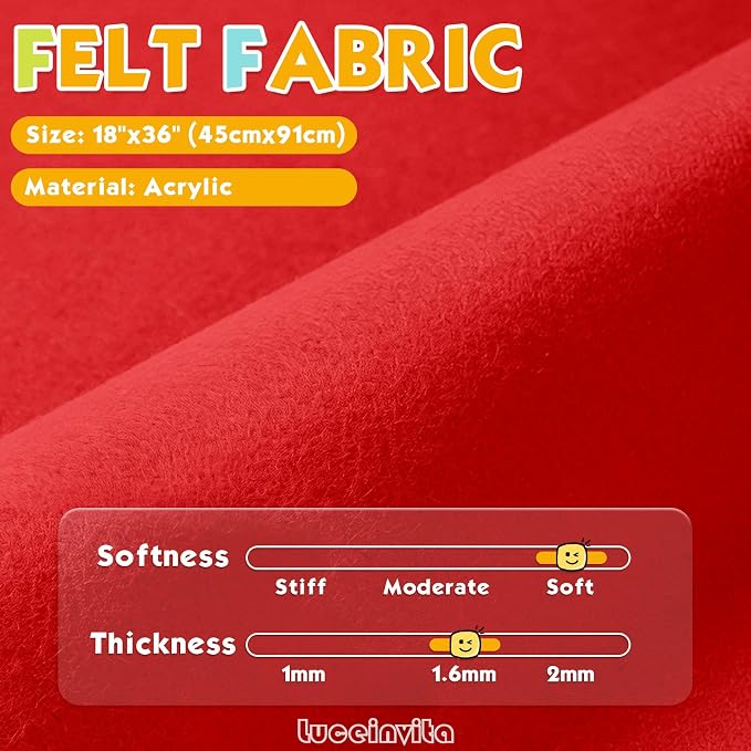 Red 18" X 36" Felt Fabric Sheet - Image 2