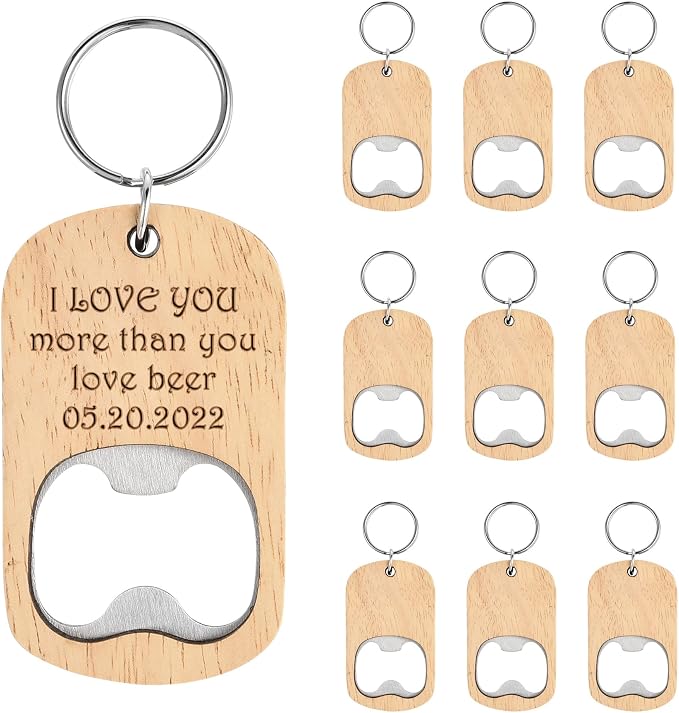 10 Pcs Wooden Keychain Blanks Wood Bottle Opener Bulk Laser Engraving Blanks by CozyCabin