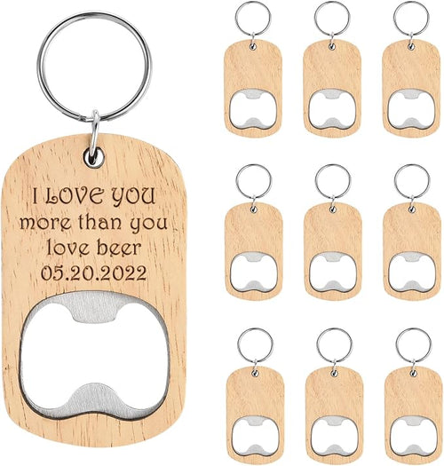10 Pcs Wooden Keychain Blanks Wood Bottle Opener Bulk Laser Engraving Blanks by CozyCabin