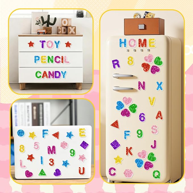 784 Pcs Foam Letter Stickers Glitter, Self-Adhesive Glitter Alphabet Stickers 1 - Image 8