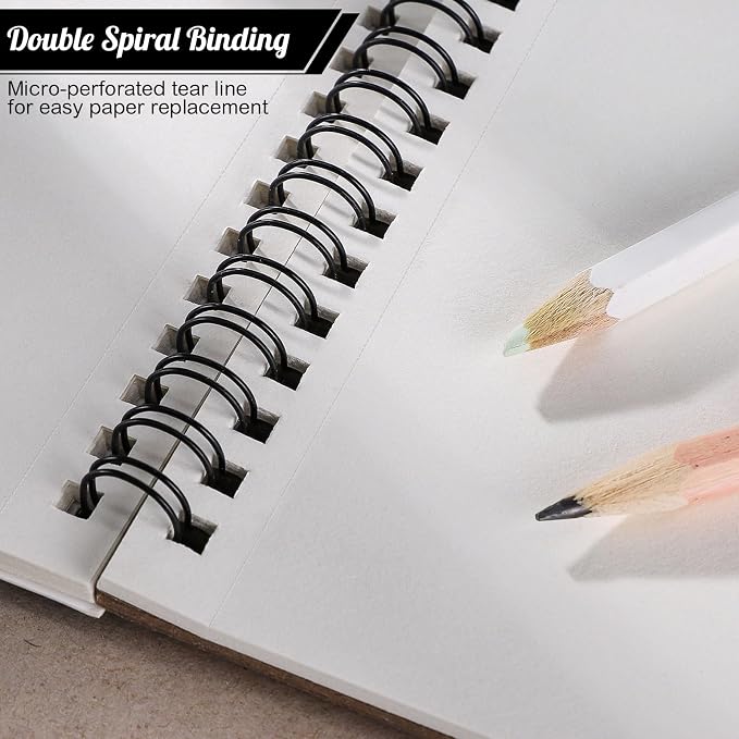 4 Pack Sketch Book, 8.5 x 11Inch Sketchbook, 68lb/100gsm Top Spiral Bound - Image 4