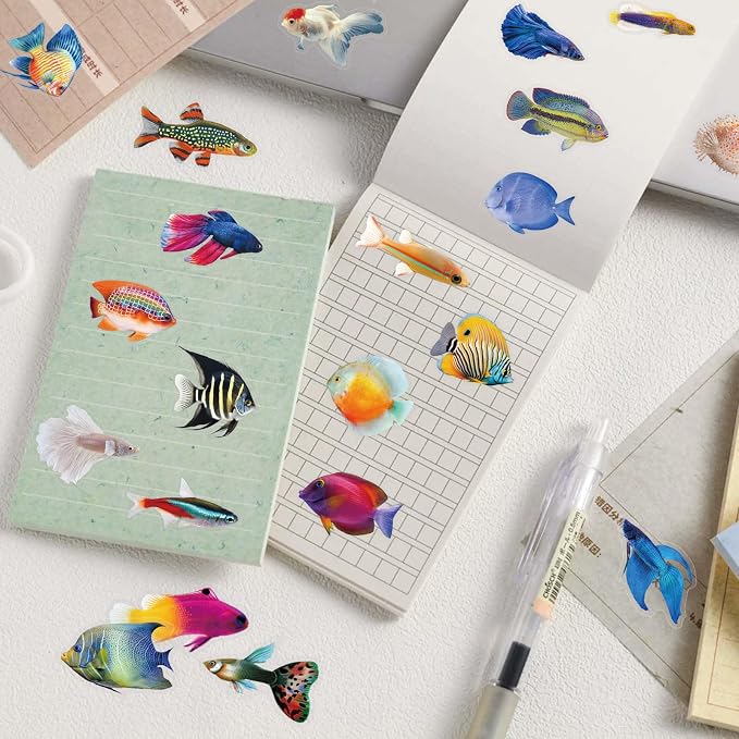 50 Pcs Clear PET Fish Aesthetic Stickers - Image 7