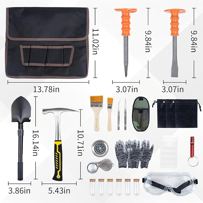 Geology Rock Pick Hammer Kit – 25PCS Rock Hammer Kit, Complete Geology Kit - Image 2