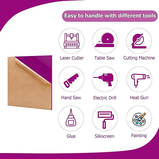 2 Pack 12'' x 12'' Opaque Purple Acrylic Sheet, 3mm Thick Acrylic Plastic Sheet - Image 4