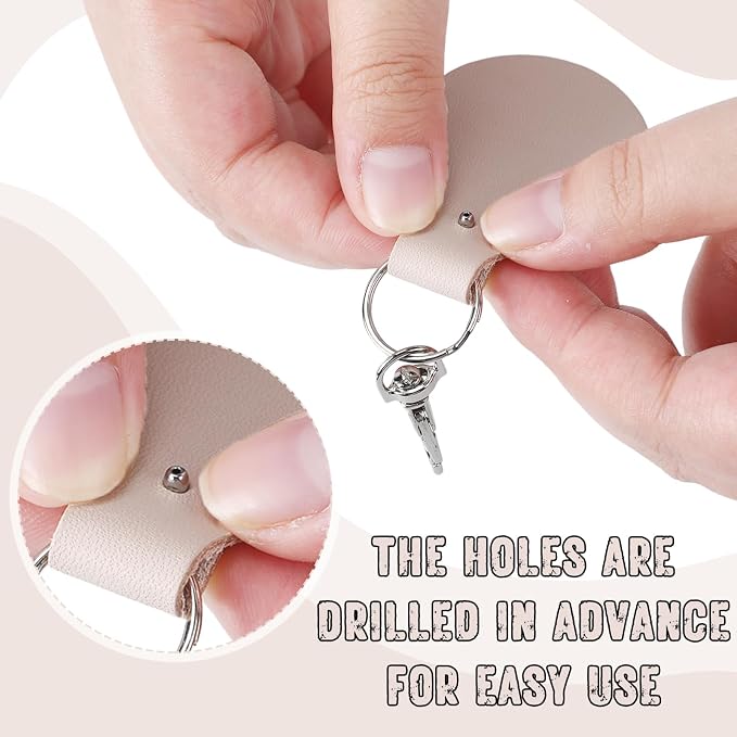 Landical 20 Pcs Leather Keychain Blank Craft Kit PU Leather Key Swivel Hook - Image 5