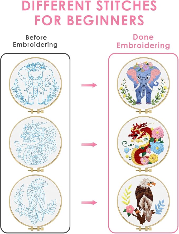 TINDTOP Embroidery Kit for Beginners Adult, Dragon Embroidery Kit for Beginners - Image 3