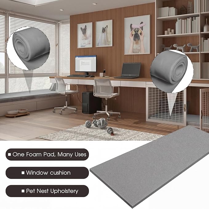 Amylove 1 Pack Polyurethane Foam 1" x 24" x 72" High Density Cushion Upholstery - Image 6