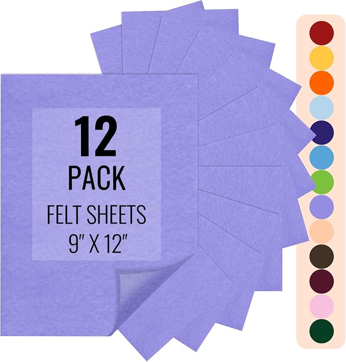 IONTACH 9" X 12" Felt Fabric Sheets 1.6mm Thick | Soft Felt by IONTACH