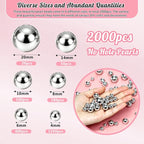 2000PCS Pearls for Crafting, Sliver No Hole Beads for Centerpieces Vases - Image 2