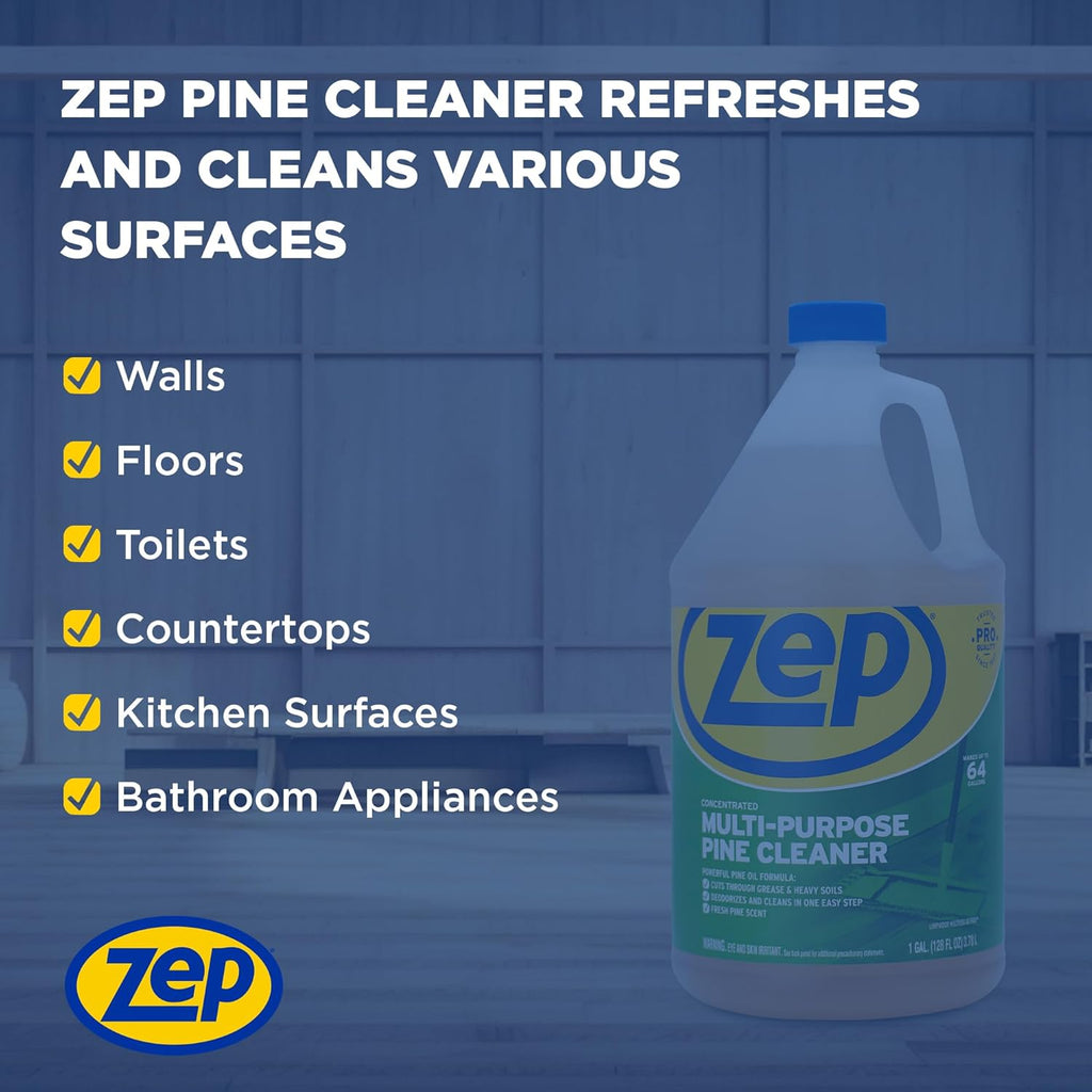 Zep Concentrated Multi-Purpose Pine Cleaner - 128 oz (Pack of 2) ZUMPP128 - Multi-Purpose Cleaner for Professional, Commercial and Household Use, From the Bathroom to Kitchens and Dining Rooms