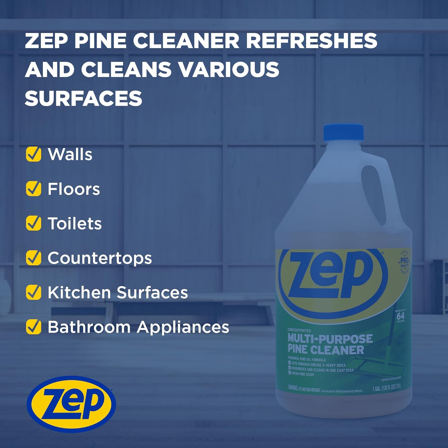 Zep Concentrated Multi-Purpose Pine Cleaner - 128 oz (Pack of 2) ZUMPP128 - Multi-Purpose Cleaner for Professional, Commercial and Household Use, From the Bathroom to Kitchens and Dining Rooms