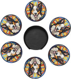 Drink Coaster Set of 6, Border Collie Dog Mom Lover Gift, Leather Drink Coasters - Image 4