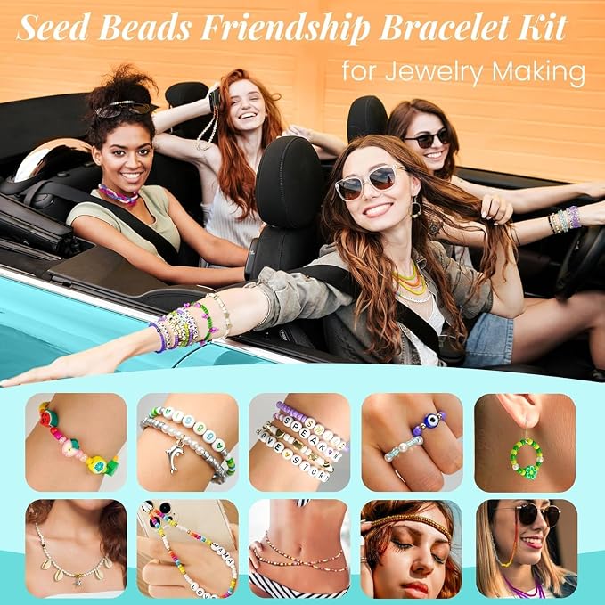 5mm Glass Beads Bracelet Making kit, 96 Colors 12800pcs Glass Seed Beads - Image 8