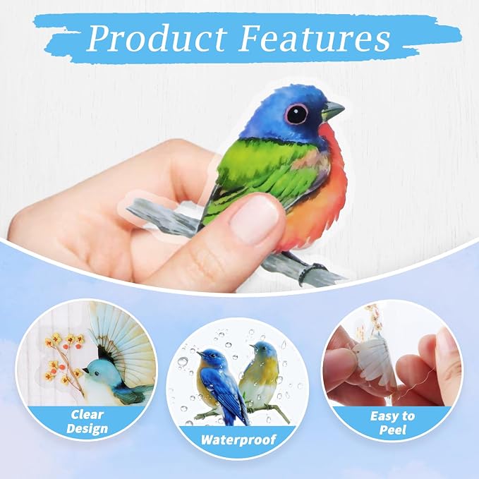Imeepa 40Pcs Bird Stickers Transparent Scrapbooking Stickers | PET Vintage Bird - Image 4