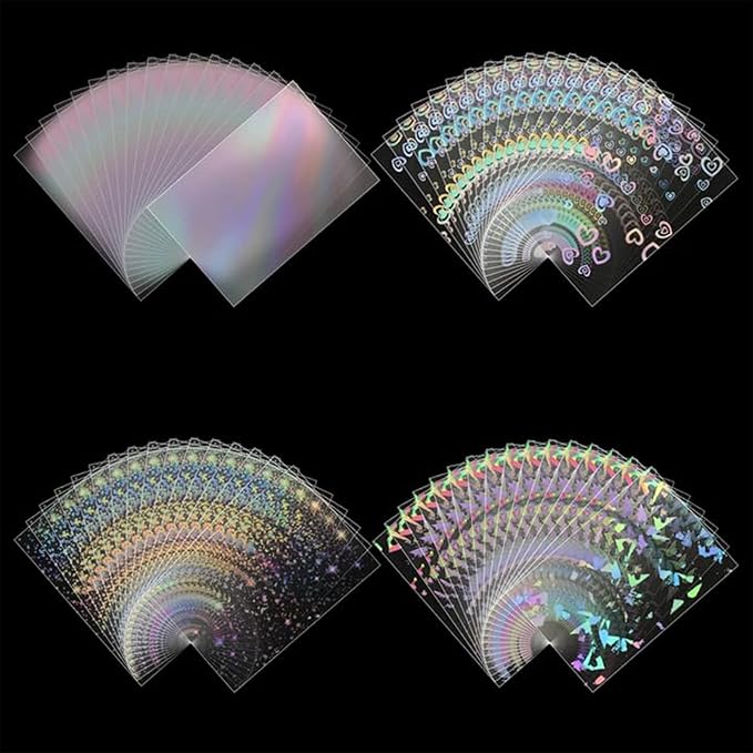 200pcs Holographic Card Sleeves 66x91mm Cute Photocard Sleeves Laser Flashing by DEDC