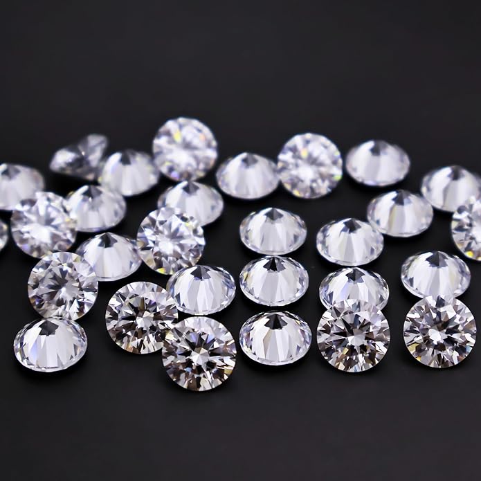 Round Cut White Cubic Zirconia Stones, 5A Quality, Loose CZ Synthetic Gemstones - Image 2