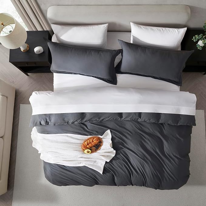 Nestl Dark Grey Duvet Cover Queen Size - Image 5