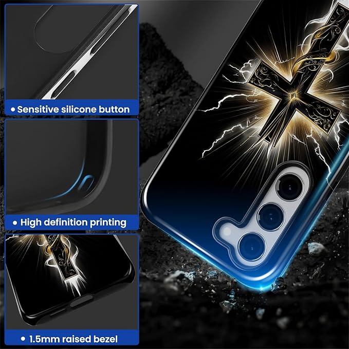 for Samsung Galaxy S23 Plus Case, Cool Cross Pattern Glossy 2 in 1 Shockproof - Image 4