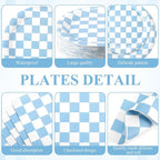 Pickmesh 400 Pcs Blue and White Checkered Party Decorations Set Light Blue - Image 2