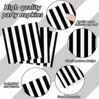 200pcs Black and White Party Plates Napkins Forks Striped Theme Party Tableware - Image 3