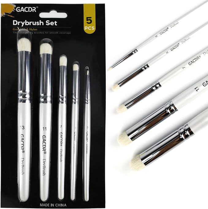 GACDR Dry Brush Miniature Painting, 5 Sizes Drybrush Set by GACDR
