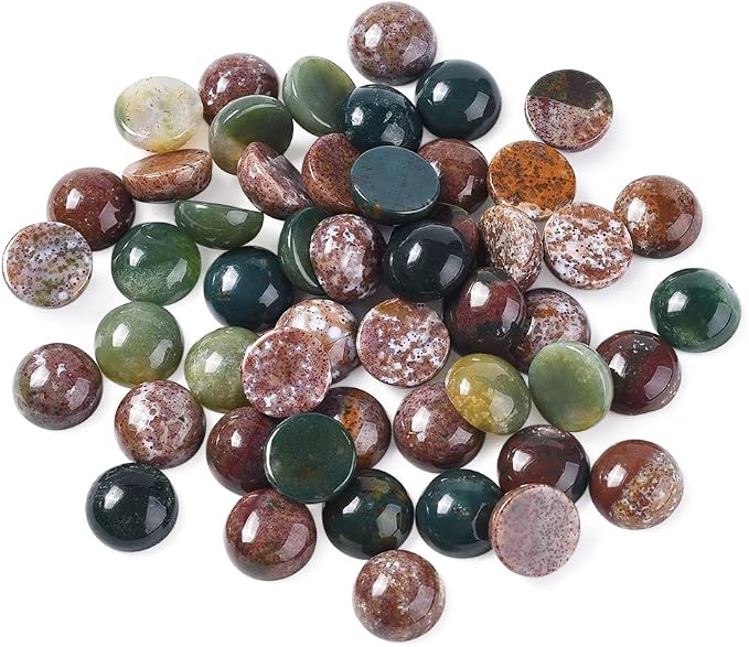 FASHEWELRY 50Pcs Natural Indian Agate Cabochons Flat Back Gemstone Cabochons - Image 2