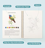 Watercolor Workbook Birds, Water Coloring Book, 12 Different Patterns of - Image 5