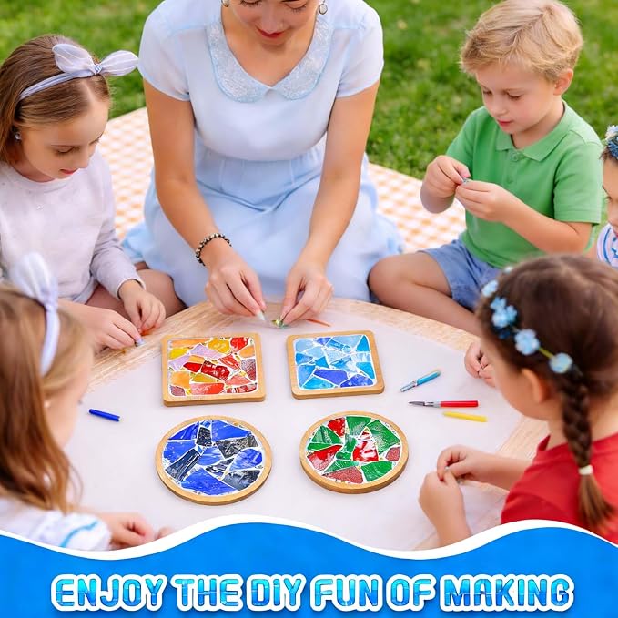 GHAHILI 4 Sets DIY Mosaic Kits for Adults Glass Mosaic Tiles for Crafts - Image 3