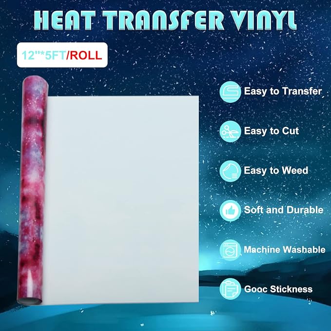 Tintnut Rose Red Galaxy Glow in the Dark HTV Vinyl, stretch washable, suitable - Image 2