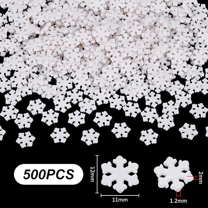 UNICRAFTALE About 500Pcs Christmas Snowflake Beads Bulk White Mini Loose Beads - Image 3