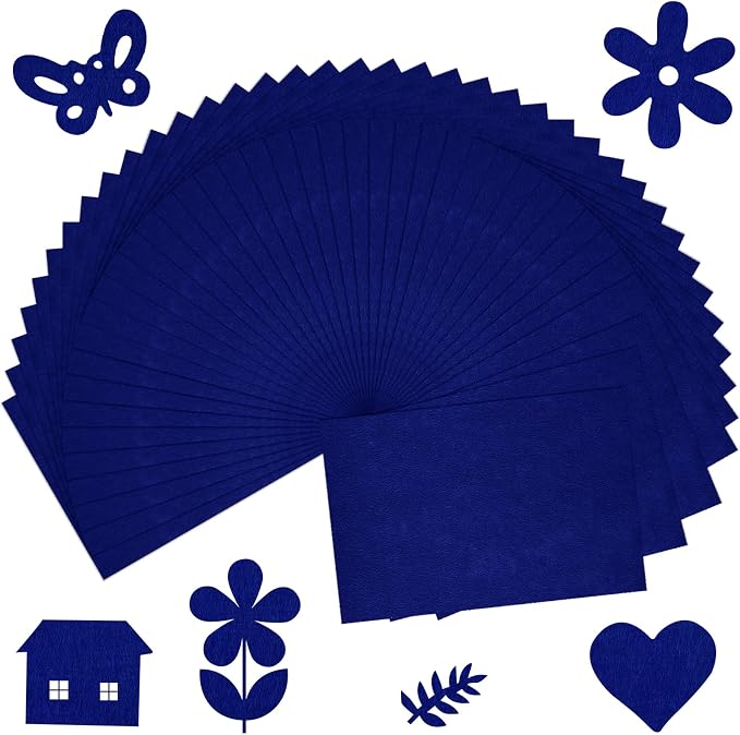 40 Pcs Deep Navy Blue Felt Fabric Sheet 8" x 12" Assorted Color Felt Fabric by Bringsparkletoeverydaylife