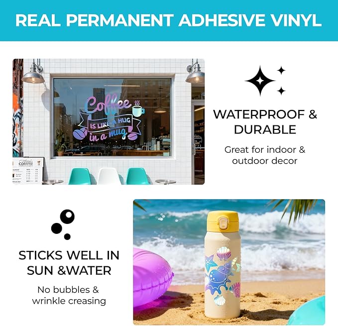 HTVRONT Holographic Opal Blue Permanent Vinyl - Image 5