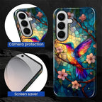 for Samsung Galaxy S26+ Case, Stained Glass Hummingbird Pattern Glossy 2 in 1 - Image 5
