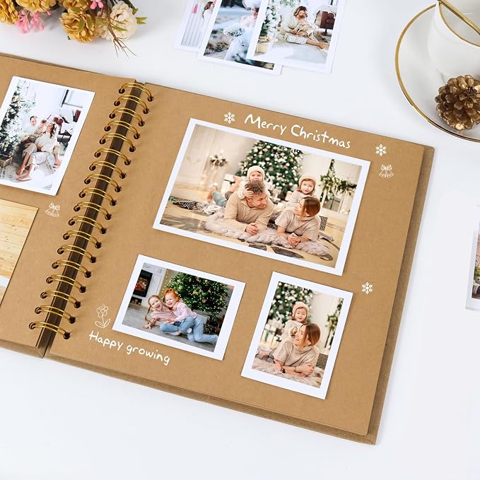 RECUTMS 10 x 10 Inch DIY Scrapbook Album 60 Pages Hardcover Kraft Paper Scrap - Image 3