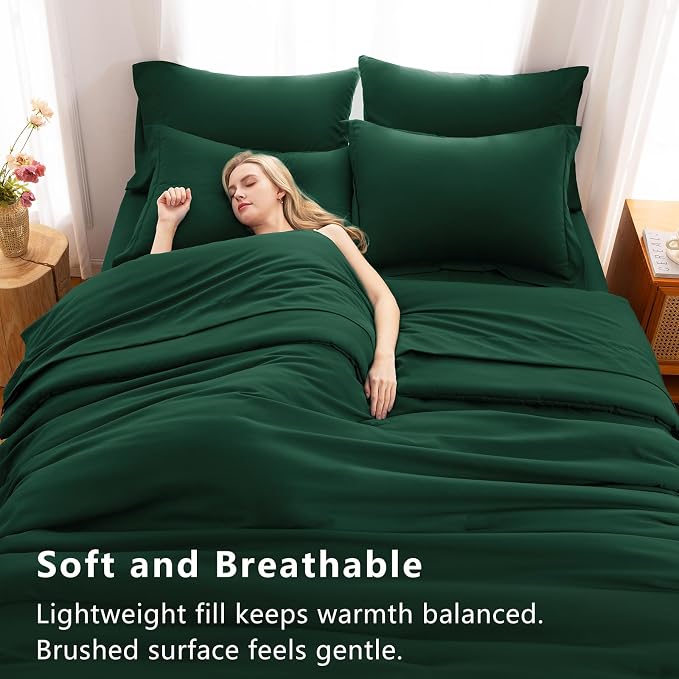 CozyLux Twin XL Comforter Set Emerald Green, 5 Pieces Bed in a Bag Twin Extra - Image 5