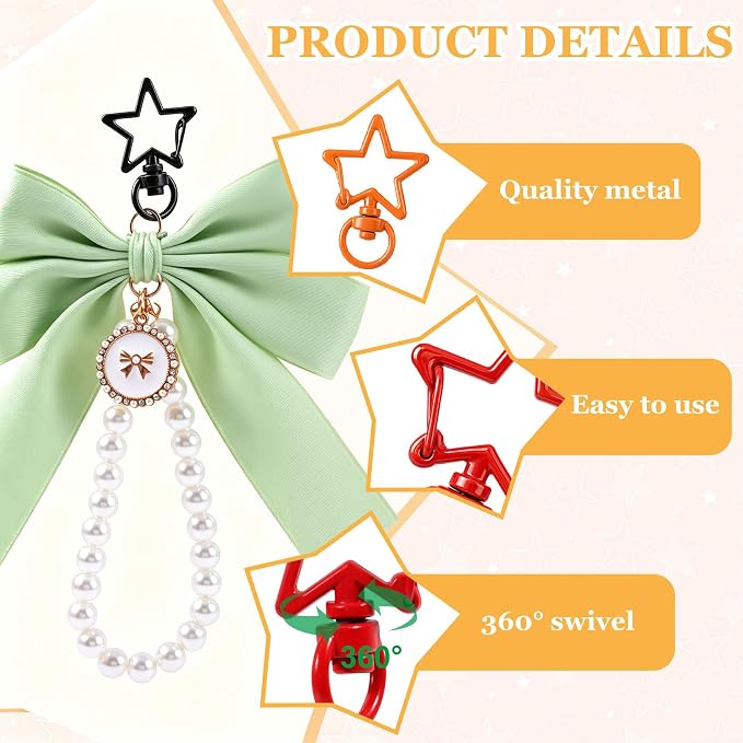 10 PCS Star Swivel Keychain Clasps, Colorful Swivel Lobster Clasp | Alloy Heavy - Image 3