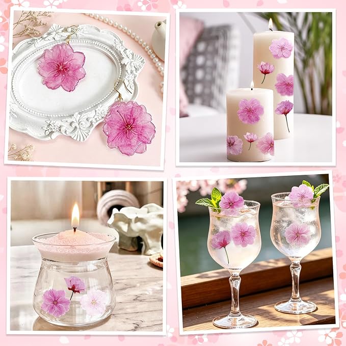 80Pcs Natural Dried Pressed Cherry Blossoms, Edible Flowers Sakura Mix - Image 7