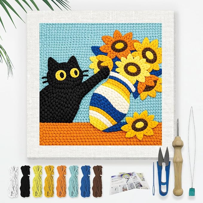 Doodlream Black Cat Sunflower Needle Kit by Doodlream