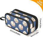 Baseballs Ball Blue Pencil Case Box Boys Girls Large Pencil Pouch - Image 8