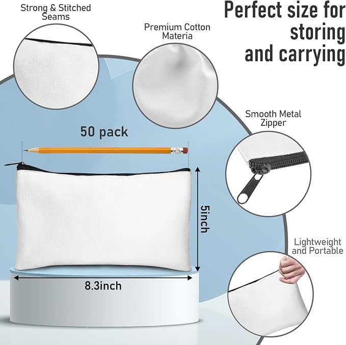 Legigo Blank Canvas Bag Zipper Pouch Makeup Bags Bulk - Image 2