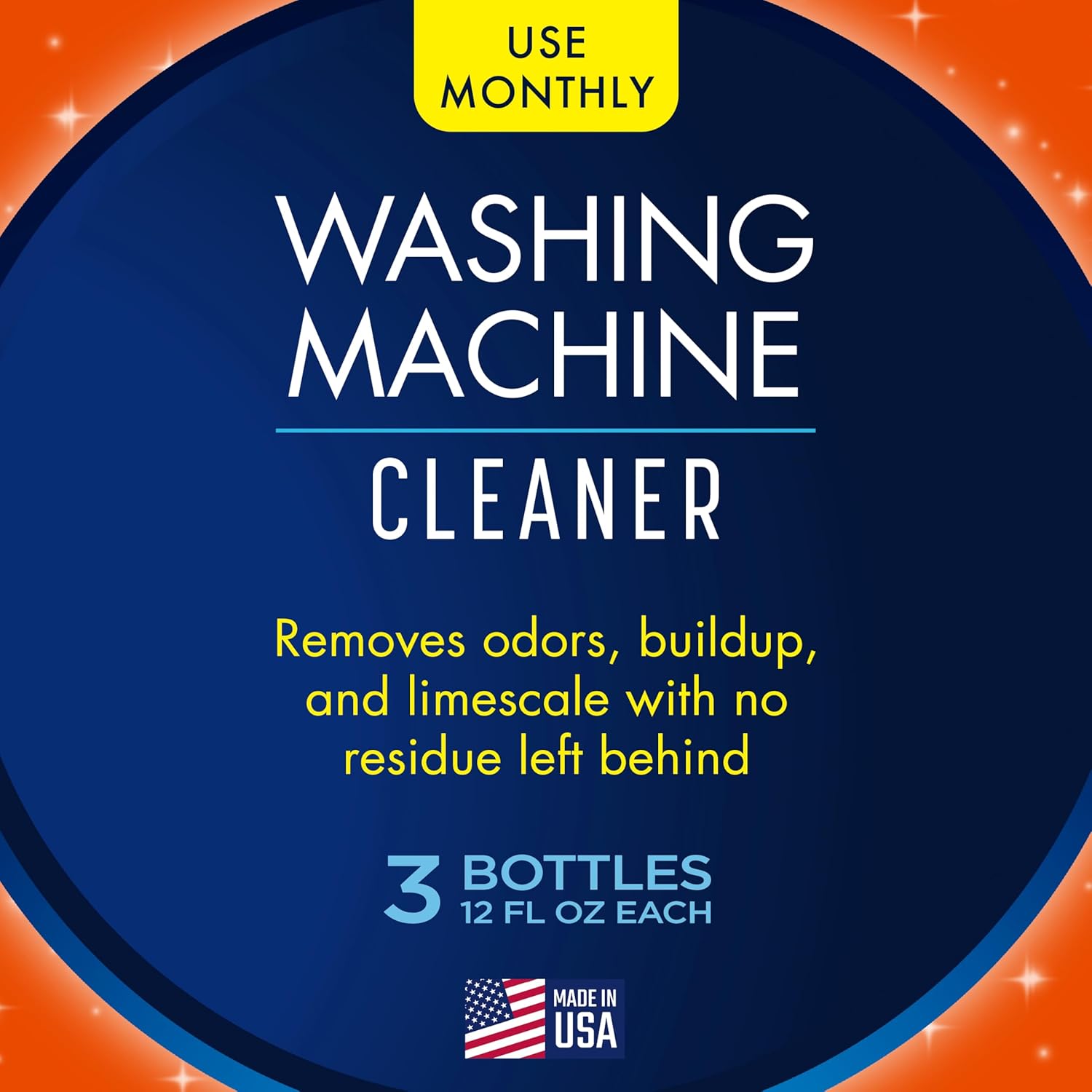 Glisten Washing Machine Cleaner, Helps Remove Odor, Buildup, and Limescale, Fresh Scent, Made in the USA, 12 Ounce Bottle, 3-Pack
