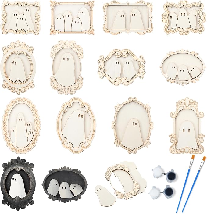 Simgoing 12 Set Wood Ghost DIY Frames Decorating Craft by Simgoing