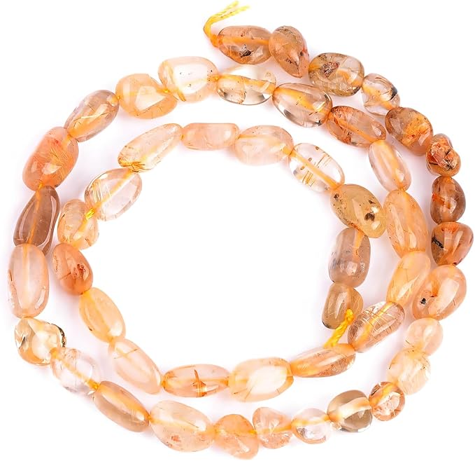 HAAMIIQII Natural Gold Rutilated Quartz Pebble Stone 5-8mm Small Irregular by HAAMIIQII
