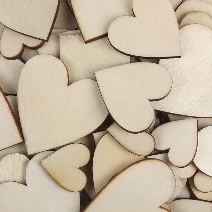 DERAYEE 100Pcs Unfinished Wooden Hearts - Image 4