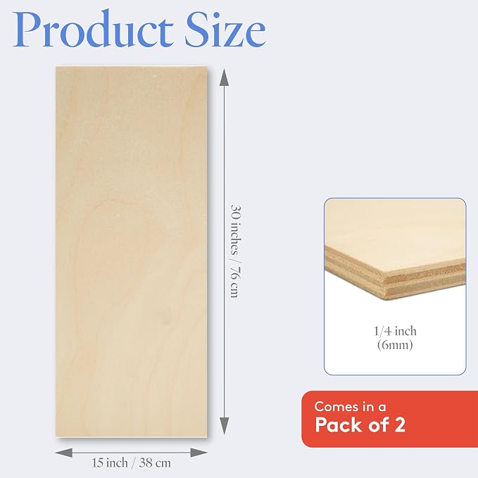 Baltic Birch Plywood 15 x 30 x 1/4 Inch - 6 mm Craft Wood - Image 2