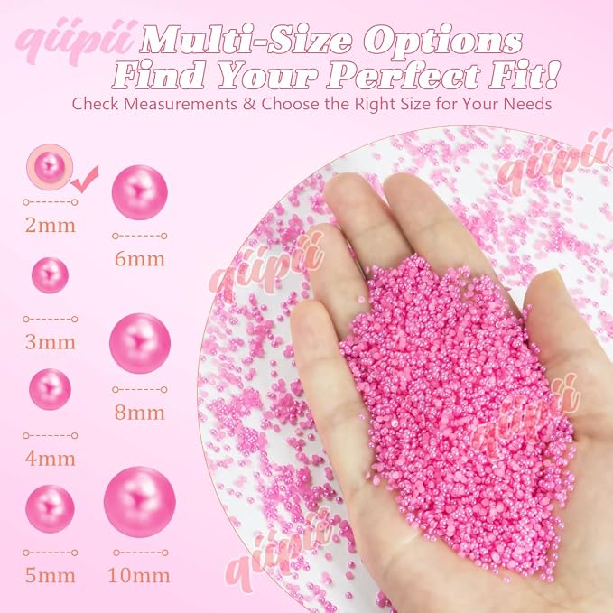 qiipii 7500PCS 2mm Small Rose Pink Half Round Pearls - Image 3