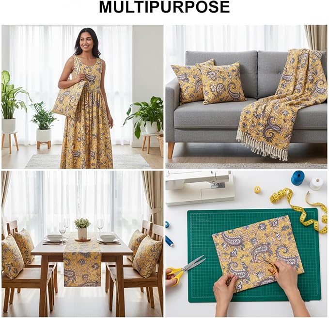 E-Tailor® Hand-Block Printed Pre-Cut Cotton Fabric Ideal - Image 4