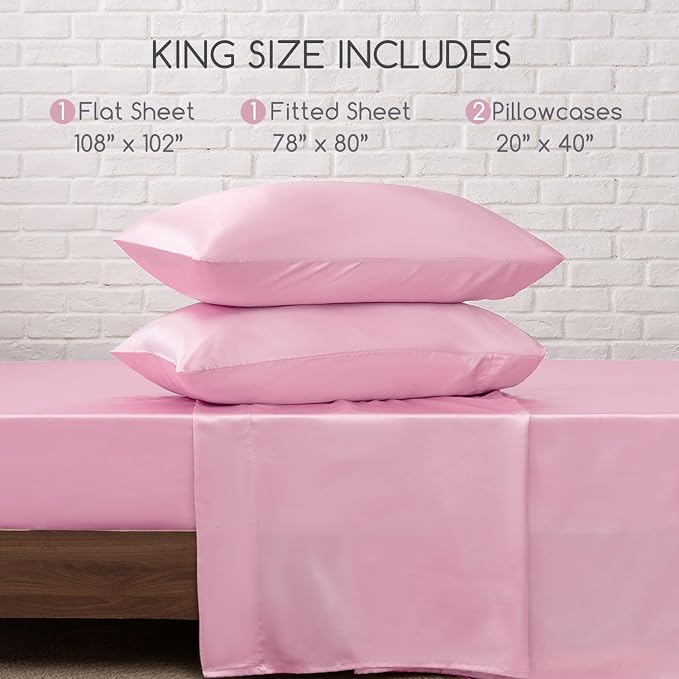 MR&HM Satin Bed Sheets, King Size Sheets Set - Image 7